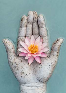 Serene Water Lily in Buddha's Hand
