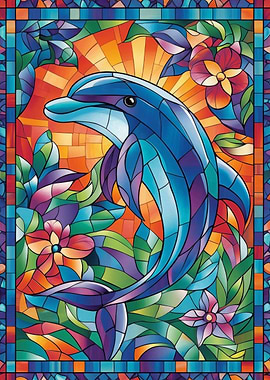 Dolphin Stained Glass