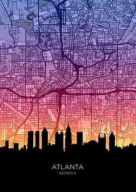 Atlanta Georgia Skyline Map
