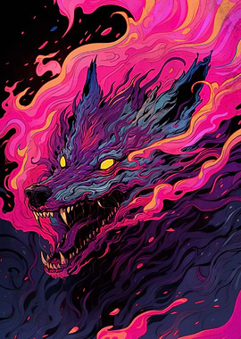 Fiery Wolf Illustration