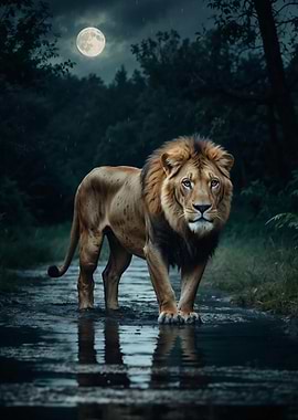 Lion in Moonlight