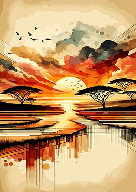 African Sunset Landscape