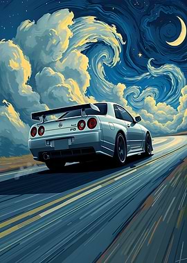 GTR R34 starry night