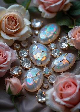 Opal Jewelry with Roses