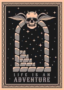 Life is an adventure, skull tattoo art