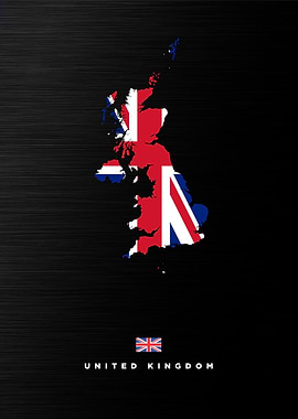 UK Map with Flag