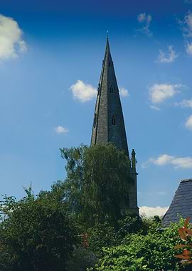 Church Spire Against Blue Sky