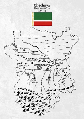Handdrawn Map of Chechnya