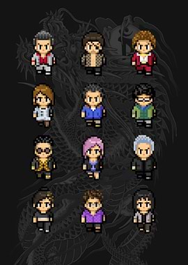 Yakuza Pixel Art Characters