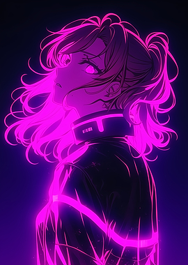 Anime Girl in Neon Glow