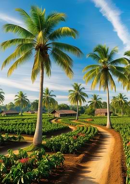 Palm Trees and Winding Path