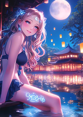 Fantasy Anime Girl by the Water
