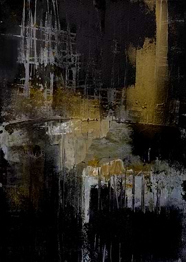 Abstract Gold and Black Painting