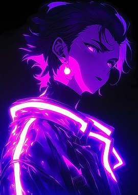 Anime Boy in Neon Lights