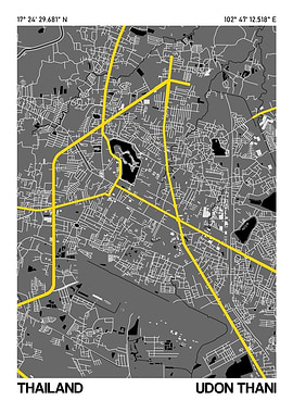 Udon Thani City Street Map