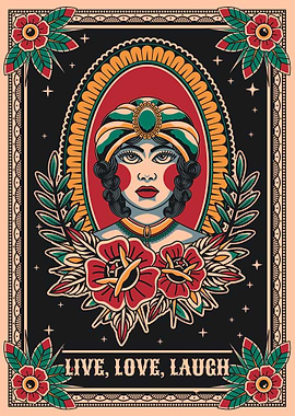 Fortune teller vintage tattoo art