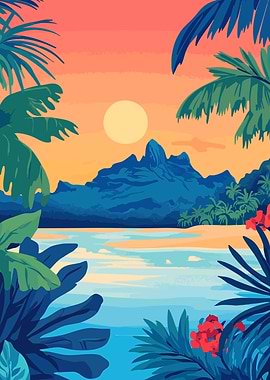 Tropical Sunset Landscape