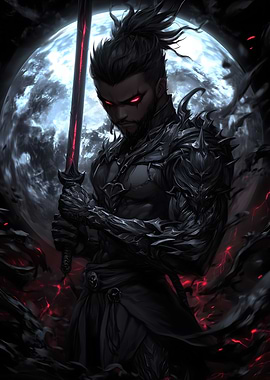 Dark Warrior with Red Eyes