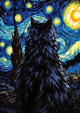 Cat in Starry Night