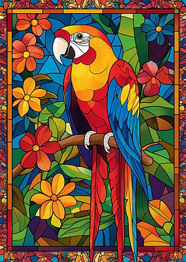 Stained Glass Parrot