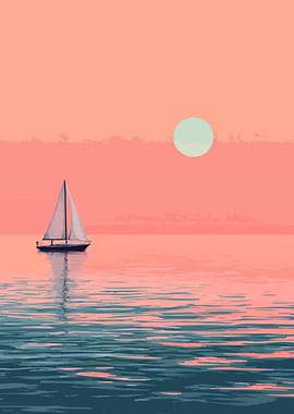 Sailboat Sunset Minimalist