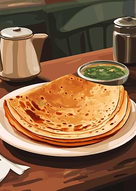 Indian Flatbread with Green Chutney