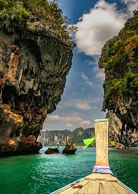 Thai Longtail Boat in Bay