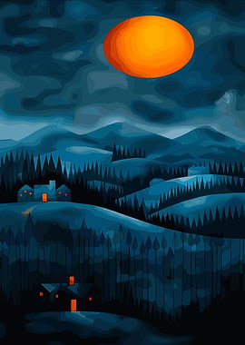 Nighttime Forest Landscape