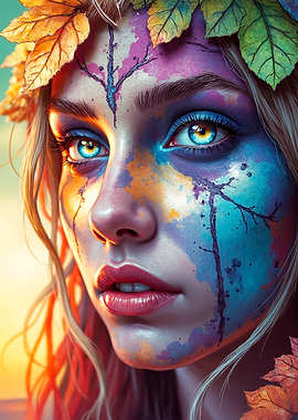 Woman with Autumn Leaves