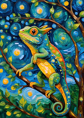 Chameleon in Starry Night