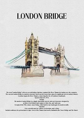 London Bridge Watercolor Illustration