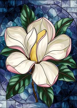 Magnolia Beauty in Stained Glass