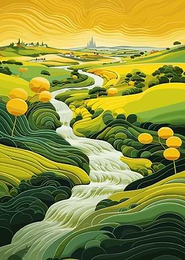River Through Green Hills