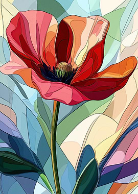 Stained Glass Poppy