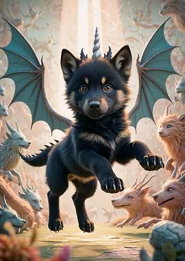 Black Wolf Dragon Puppy