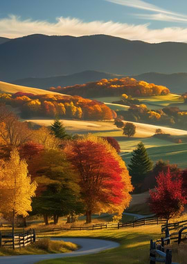 Autumn Landscape with Winding Road