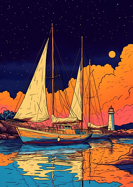 Sailboats at Sunset