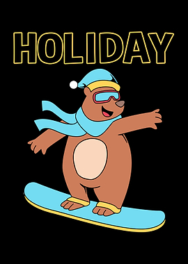 Snowboarding Bear Holiday