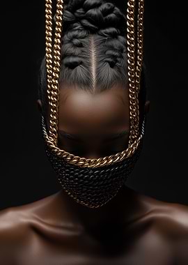 Black and Gold Chain Mask