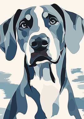 Blue Dobermann Dog Portrait