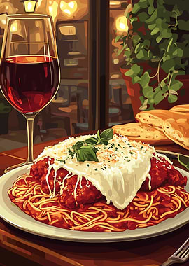 Chicken Parmigiana with Spaghetti