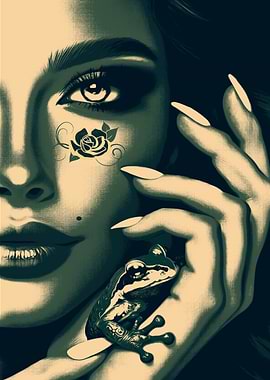 Woman with Frog and Rose