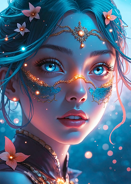 Mystical Blue-Eyed Woman