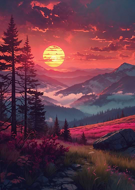 Sunset Mountain Landscape