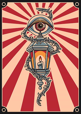 Vintage Oil Lamp Illustration