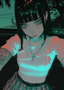 Anime Girl with Green Eyes