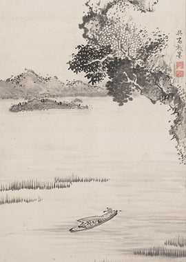 Ink Wash Landscape with Boat