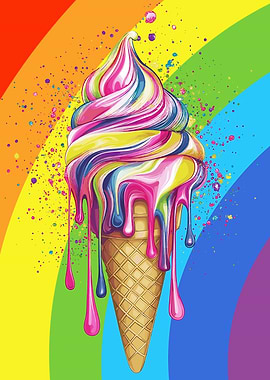 Rainbow Ice Cream Cone