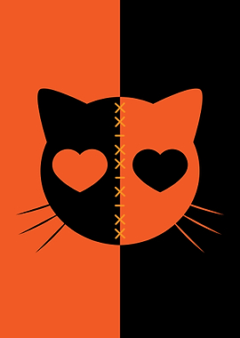 Stitched Cat with Hearts