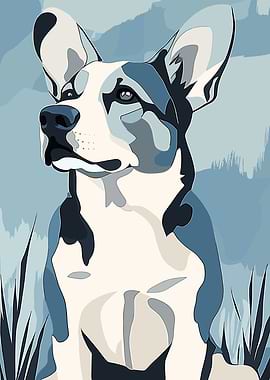 Blue Corgi Dog Portrait